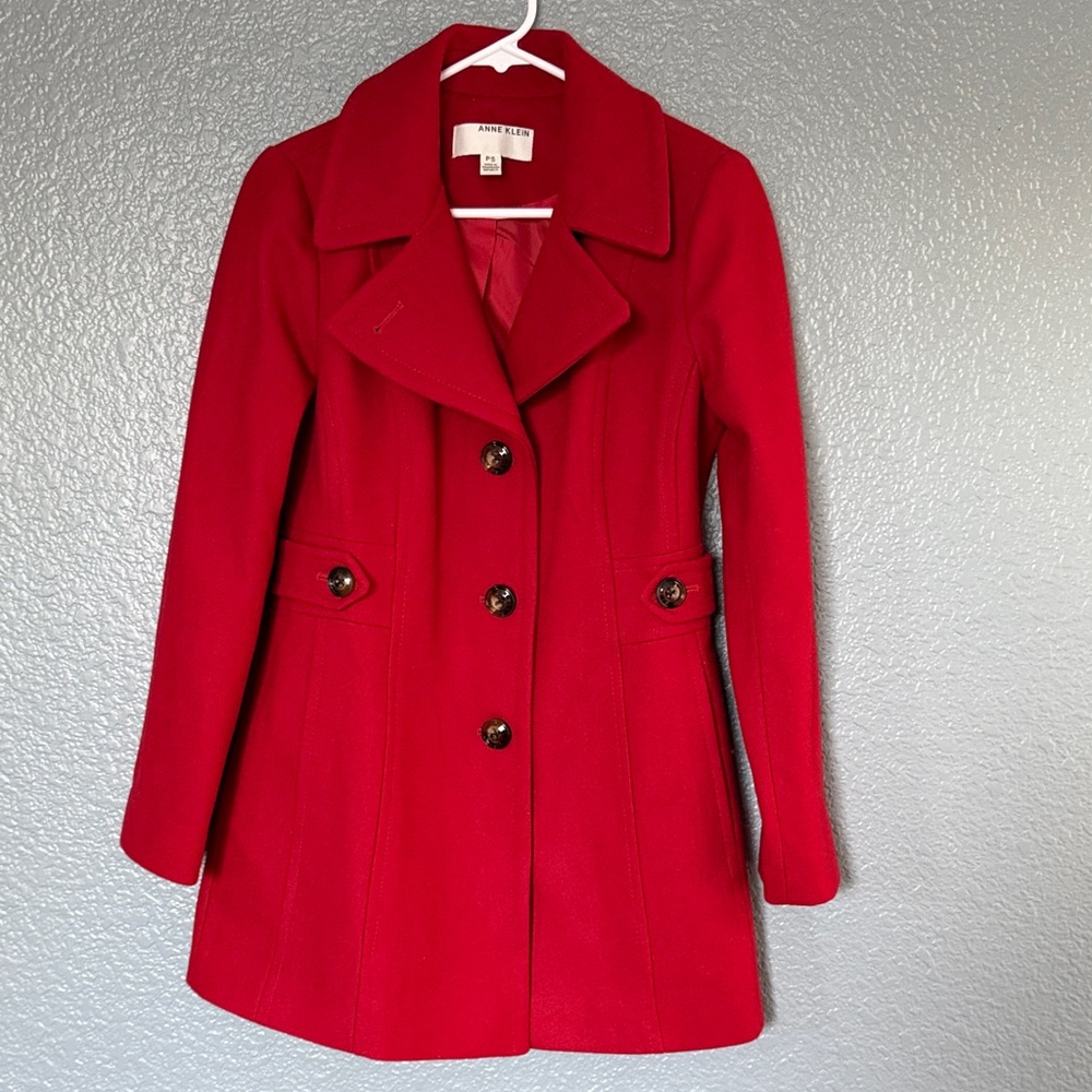 Anne Klein Vibrant Red Pea Coat